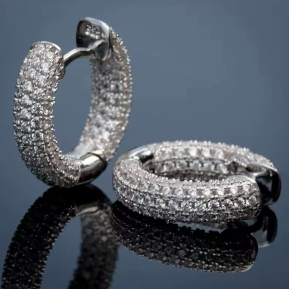 New Diamond Hoop Earrings - Picture 1 of 4